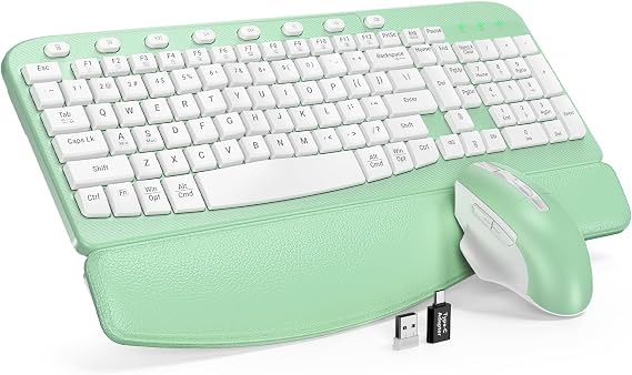 SABLUTE Wireless Keyboard and Mouse Combo with Ergonomic Wave Key