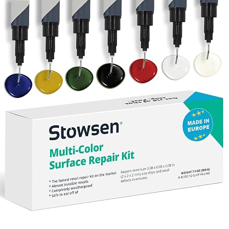Multicolor Surface Repair Kit - Fix Chips and Defects in Minutes | Easily Restore Tile Countertops and Bathroom Fixtures | For Porcelain Granite Fiberglass Marble Corian Quartz and More