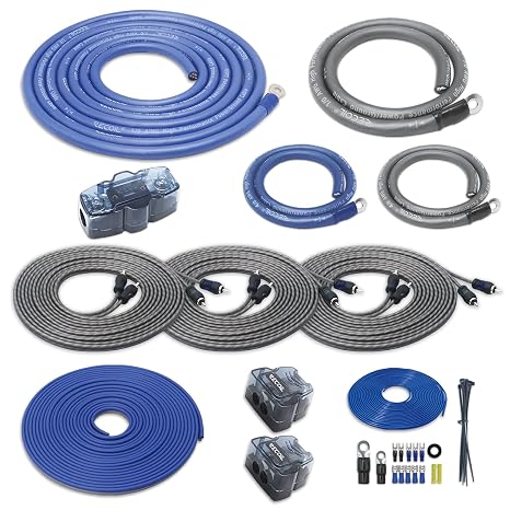 Recoil RCK0D1/0 Gauge Car Audio Dual Amplifiers CCA Wiring Installation Kit | True with OFC RCA Cable