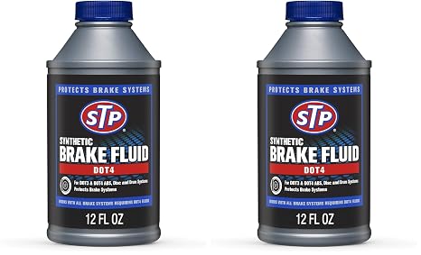 STP Synthetic Brake Fluid, Dot 4 Brake Fluid Protects Brake Systems, ABS, Disc and Drum Systems, 12 Oz, STP (Pack of 2)
