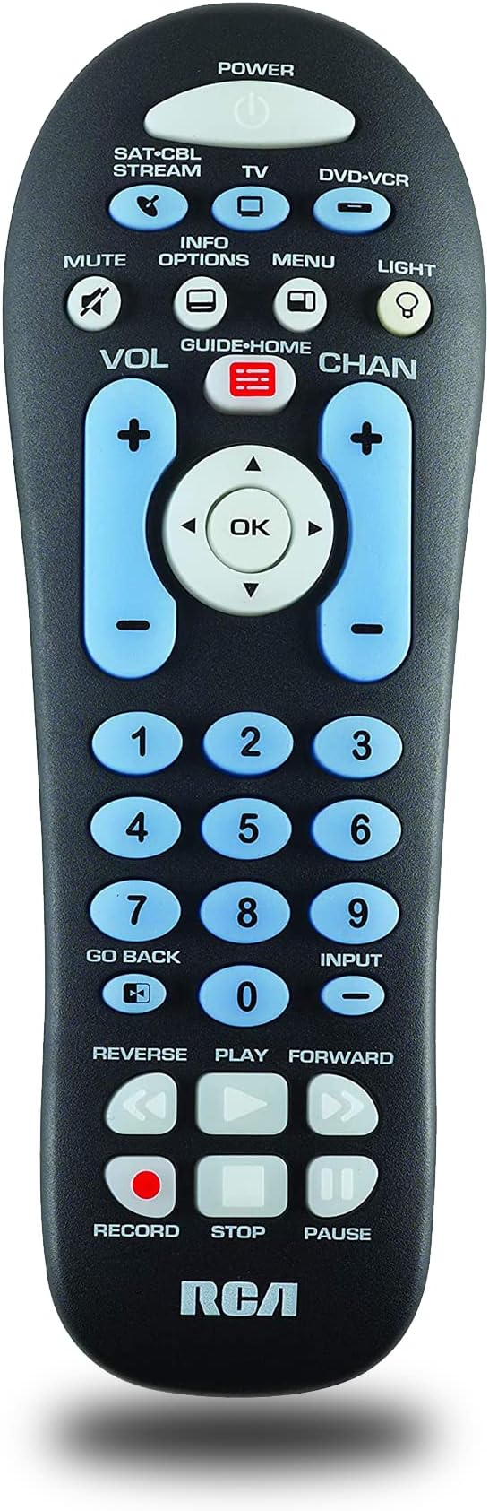 RCA RCR313BE Big Button Three-Device Universal Remote, Black