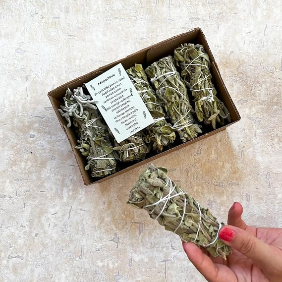 Organik Adaçayı Tütsü 5 Adet (Natural White Sage Incense, Aura Cleansing White Sage, Enerji ve Arınma Seti)