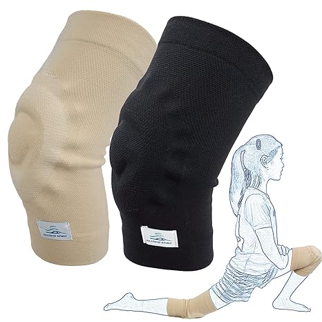 SKATINGSPIRIT Gel Knee Pads (1 Pair), Cushion and Support Knee Cap for Dancing Figure Skating Gymnastic, Youth and Adult (Small) Beige