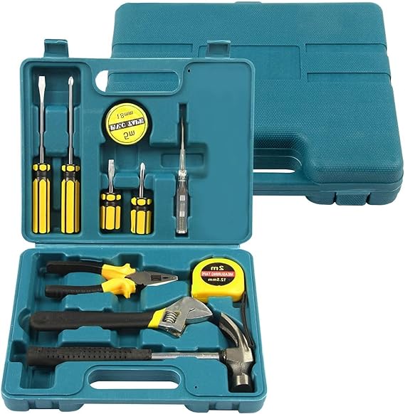 11Pcs Tool Set Hand Tool Kit Basic Tool Box DIY Set Durable Plastic | Toolbox Professional Hand Carry Tool Set Box Home Fix Repair Tool Kit