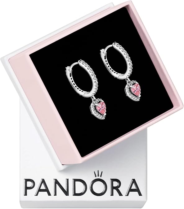 PANDORA Sparkling Halo Heart Hoop Earrings
