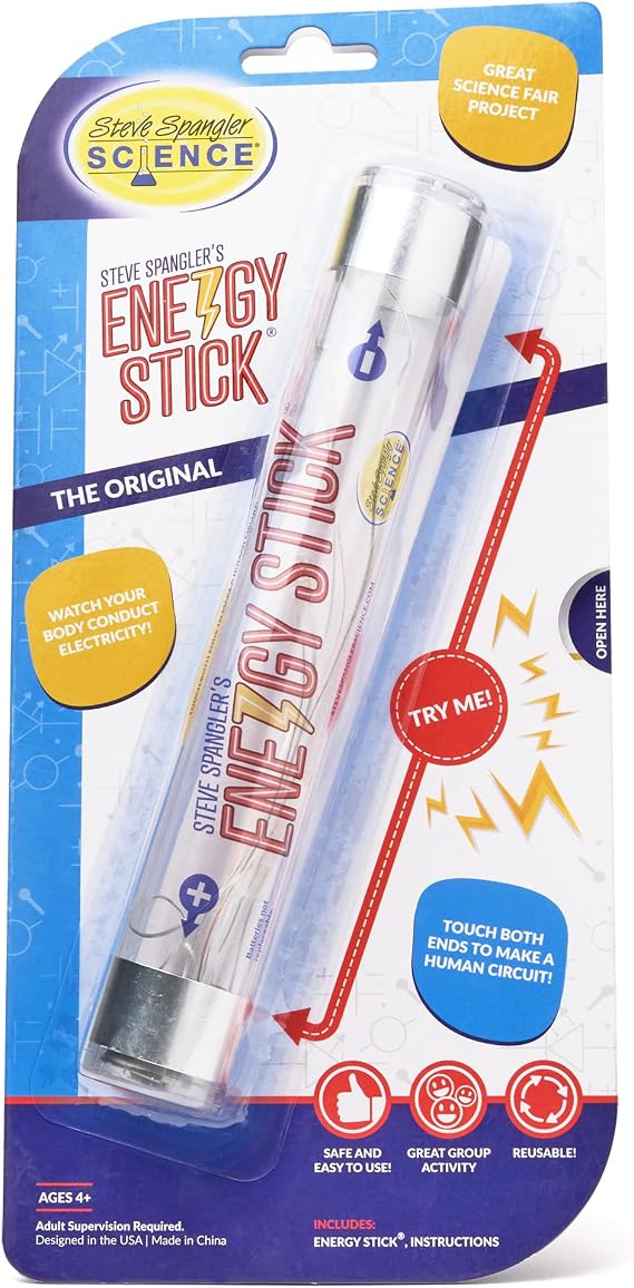 Steve Spangler Science Energy Stick, Learn About Electricity - 1 Piece | For School & Homeschool, Fun Science Kit, Learn About Electricity, Conduction, Open & Closed Circuits and Insulators