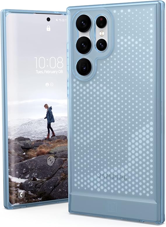 URBAN ARMOR GEAR [U] by UAG Designed for Samsung Galaxy S22 Ultra Case Clear Blue Cerulean Lucent Slim Fit Lightweight Stylish Transparent Impact Resistant Protective Phone Cover, [6.8 inch Screen]