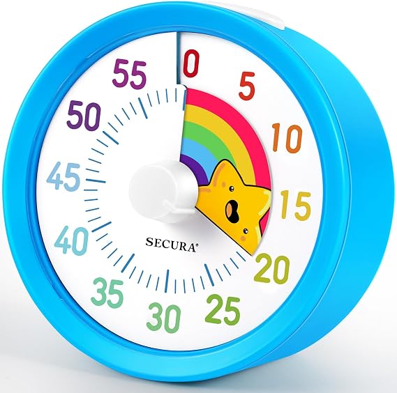 Secura 60-Minute Visual Timer, Rainbow Classroom Timers for Kids