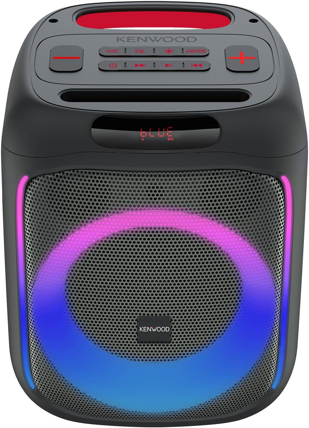 KENWOOD Party Speaker AS-P200BT - dynamic light show, 10 hours battery life, BLUETOOTH, TWS Wireless Stereo, USB, SD card, AUX input, microphone input, Black