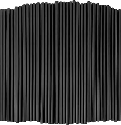 300 Pcs Disposable Drinking Plastic Straws, 8.26 Long, 0.23 Diameter, Black