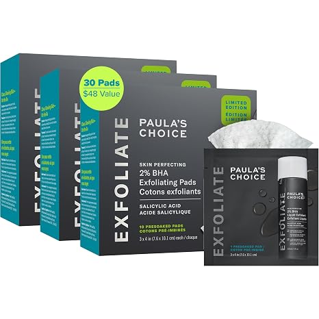 Paula's Choice SKIN PERFECTING 2% BHA Salicylic Acid Exfoliating Pads - Facial Exfoliant Pads for Blackheads, Enlarged Pores, Wrinkles & Fine Lines