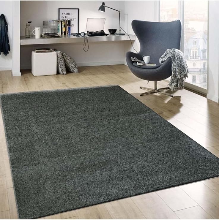 Koyu Gri Mikro Polyester Kaymaz Taban Shaggy Halı, 50 x 60