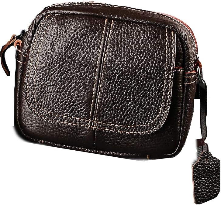 Men's Genuine Leather Shoulder Bag Messenger Bag Crossbody Satchel Mini Purse Casual Business