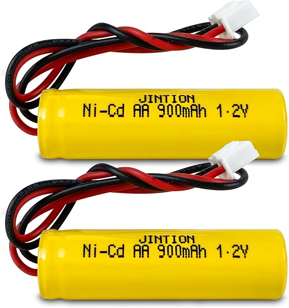 JINTION 1.2v 900mAh Ni-CD AA Exit Sign Emergency Light Battery Replacement Compatible with Unitech AA900mAh OSA268 ELB CS01 Lithonia Battery EXR LED EL M6 (2 Pack)