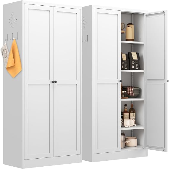 61" Kitchen Pantry Cabinet with 2 Doors and 4 Adjustable Shelves