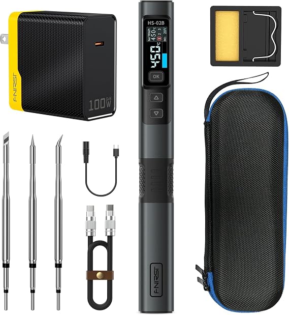 FNIRSI HS-02B 100W Portable Corded Micro Soldering Iron Kit,2S Fast Heating