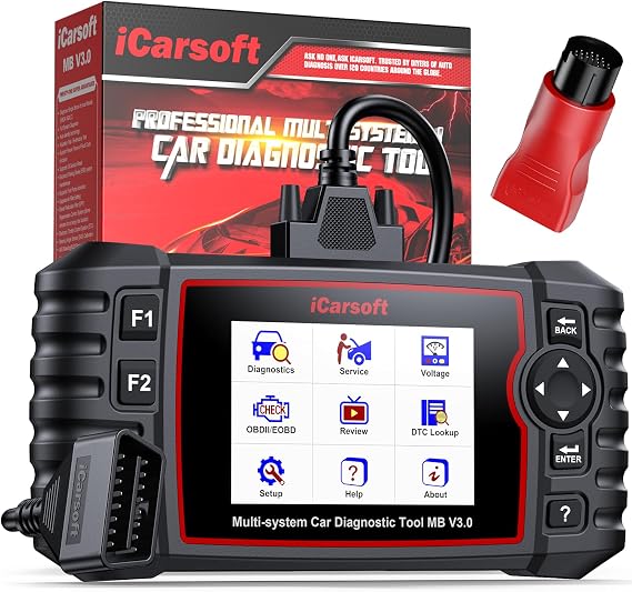 iCarsoft MB V3.0 Bidirectional Scan Tool for Most Mercedes-Benz/Sprinter/Smart 39 Reset Service All System Scanner Full Active Test Quick Auto VIN Diagnostic Tool Car Code Reader with 38 Pin for Benz