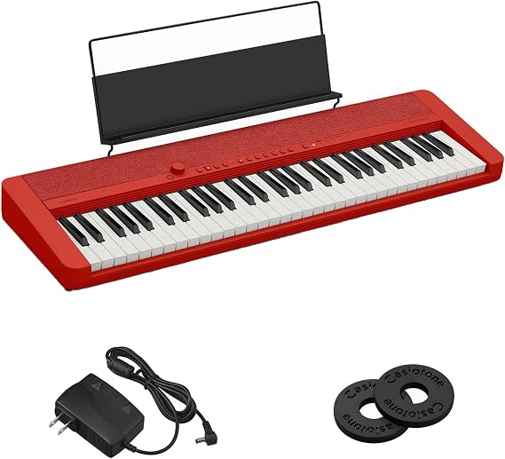 Casio CT-S1RD 61-Key Electronic Keyboard | レッド,国内正規品,AiX音源,タッチレスポンス,ボタン数を抑えたミニマルデザイン,ハラミちゃんも愛用,2WAY給電を採用,ACアダプター同梱,単3乾電池6本で駆動アルカリ乾電池/充電式ニッケル水素電池