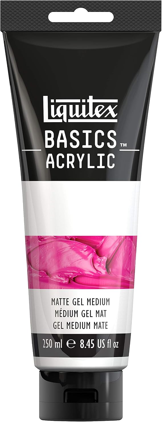Liquitex BASICS Matte Gel Medium, 250ml (8.4oz) Tube | Thickens Fluid/Medium Body Paints, Holds Brush & Knife Marks, Matte Finish, Slows Drying Time, Archival Quality