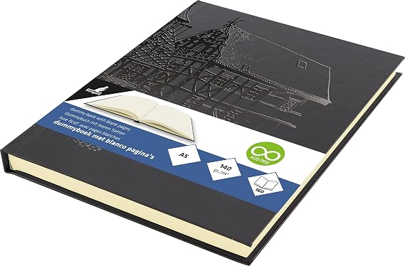 Kangaro K-5567 Blank Sketchbook A5 Hard Cover Black with Design 140 g Cream Paper