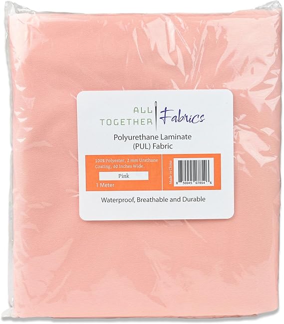OsoCozy Waterproof PUL Fabric Solid Colors, 59" Wide | Breathable, Soft, Durable Material for Cloth Diapers, Wet Bags & Sewing Projects. 1 Meter, Pink