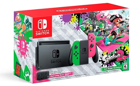 Nintendo Switch Hardware with Splatoon 2 + Neon Green/Neon Pink Joy-Cons (Nintendo Switch) (Renewed)