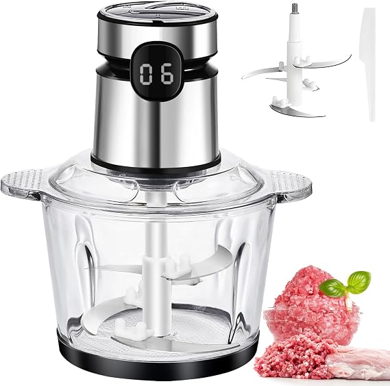 Electric Food Processor 500W, 8-Cup Glass Vegetable Chopper Meat Grinder