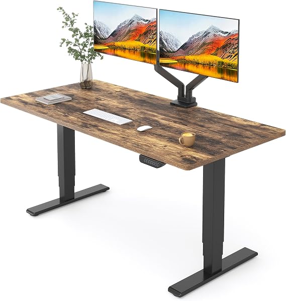 FLEXISPOT E6 MAX Dual Motor 55x28 Inch 3-Stage Heavy Duty Standing Desk, 330lbs Weight Capacity, Height Adjustable Desk w/Cable Management & Wheels (Seamless Special Walnut Desktop + Black Frame)