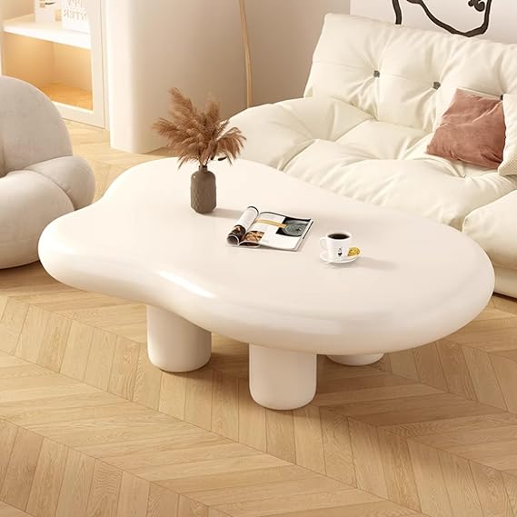 Living Table Low Table Small Chabby Table Living Table Stylish Coffee Table Center Table Side Table Cloud Shape Small Living Table Home Study Living Table Easy to Clean Strong Sturdy Easy
