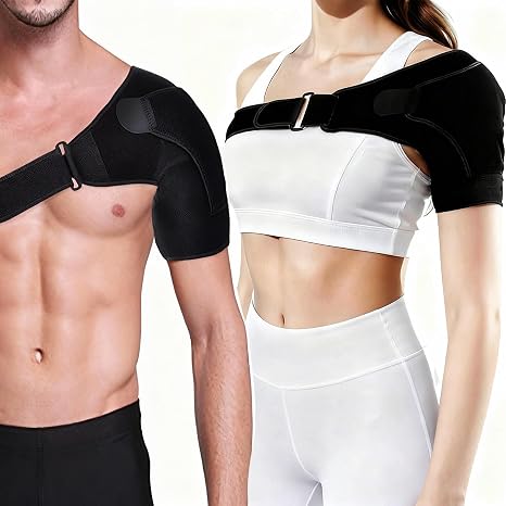 Shoulder Brace Support for Men and Women with Compression Pad, Rotator Cuff Shoulder Support Stability Bandage for Sports Injury Protection, Fits Left or Right Shoulder for Daily Travel Wear 1pc