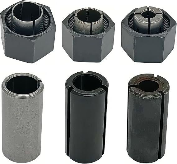 Collet Chuck And Nut Set Replace for Dewalt DW6214 DW618 Router with Reducer Sleeves 1/2", 1/4", 12mm,1/2"-3/8", 12.7mm-8mm, 12.7mm-6mm