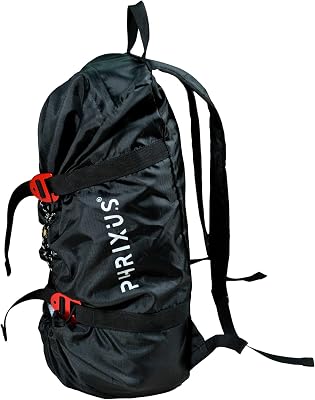 PHRIXUS Backpack, Classic Rope Bag with Water-Resistant Folding Shoulder Straps, 500D Oxford, Large Capacity for 80m Climbing Rope, Black