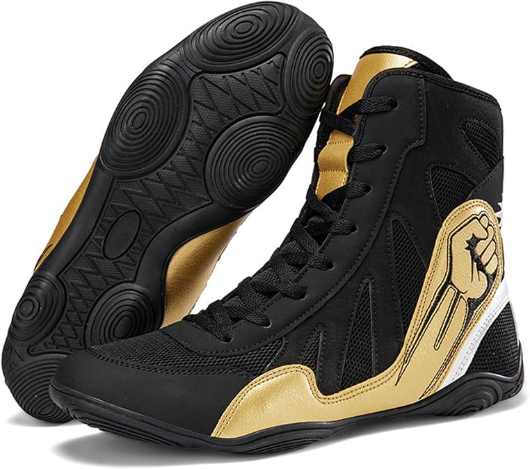 Men Wrestling Boxing Shoes High Top Fitness Non Slip Weightlifting Powerlifting Shoes