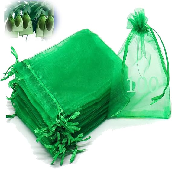Plant Fruit Protect Bag, 100 pcs Fruit Protection Netting Bags, 15x20CMFruit Netting Bags with Drawstring, Garden Fruit Protect Bag, Insects Barrier Bag for Protecting Plant Fruits(Fruit Green).