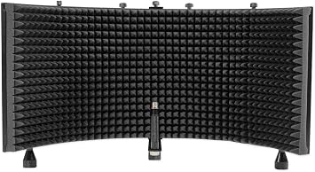 Rockville ROCKSHIELD 3 Studio Mic Isolation Shield, 2" Acoustic Foam, 5 Panels, Vented Back, Desktop & Stand Mountable, for Recording & Podcasting