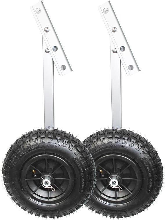 EZ Load Boat Launching Wheels Set for Inflatable Boat & Aluminum Boat, Support MAX 500Lbs Loading with 12" Pneumatic Tire & 2 Height Position
