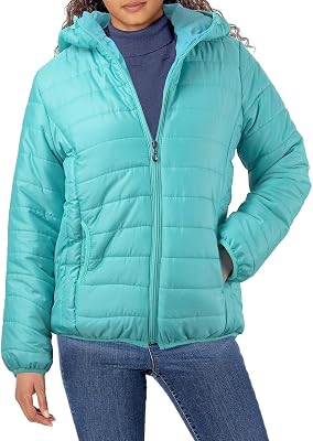 Lightweight Puffer Jacket Women with Hood Quilted Winter Coats Down Hoodie Jackets Padded Thermal Outerwear Pockets