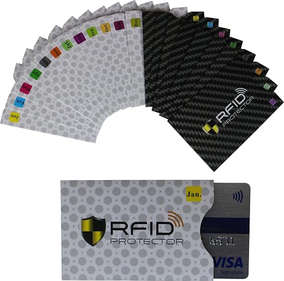 Set of 20 RFID Blocking Sleeves Envelopes Credit Card Sleeve Identity Theft Protection Secure Protector Holders Slim Design Fits WalletPurseMixed