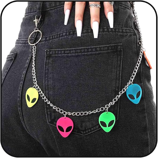 Tgirls Layered Star Pants Chain Gothic Punk Jean Wallet Chain Acrylic Keychain Trouser Waist Chain Accessories for Men Women Hip Hop Rock Streetwear