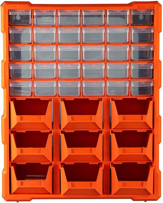 DIY Tool Bits Storage Organiser Unit - Workshop Screws and Small Parts Cabinet or Office Stationary Craft Box (39 Drawer with Open storage)