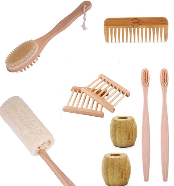 BeNat. Zero-Waste Bathroom Essential Accessories. 9-PCS. Eco-Friendly. Biodegradable. Made of Bamboo.