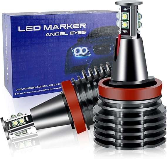 H8 LED Angel Eyes Halo Xenon White DC 12V Replacement for BMW E60 E61 E63 E64 E70 E90 E92 E70 E71 E82 E87 E89 1 3 5 Series X5 X6 Z4 Z7 White