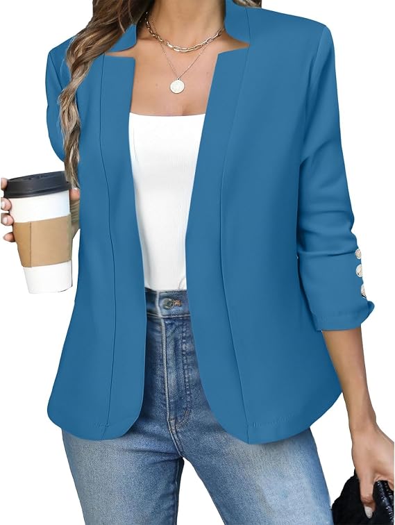 Blazers for Women Business Casual Open Front Dressy Suit Jacket Cropped Blazers Trendy Office Work Cardigan Jackets