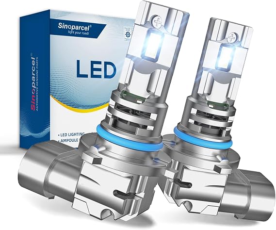 Sinoparcel HIR2 9012 LED Headlight Bulbs, High Output, 6500K White | Enhanced Heat Dissipation, Stable Performance, Extended Lifespan, Canbus Compatible, 1:1 Halogen Size, PX22d Base, Pack of 2