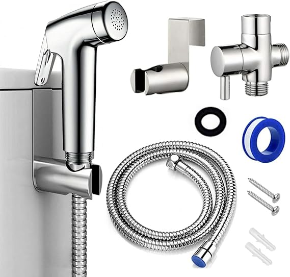 Handheld Bidet Sprayer Kit,Stainless Steel Muslim Shower Shattaf Bum Gun
