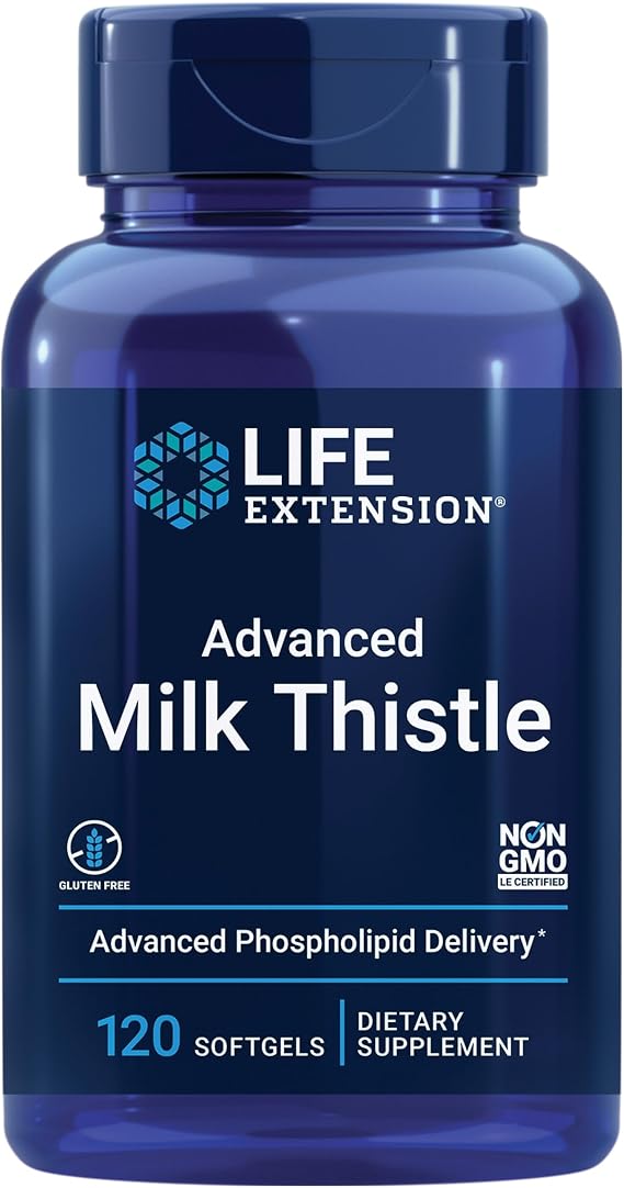 Life Extension Advanced Milk Thistle, Silymarin, 120 Softgels | Liver Health Supplement for Liver Health & Detox Support with Silymarin & Silybin, Bioavailable, Gluten Free & Non-GMO