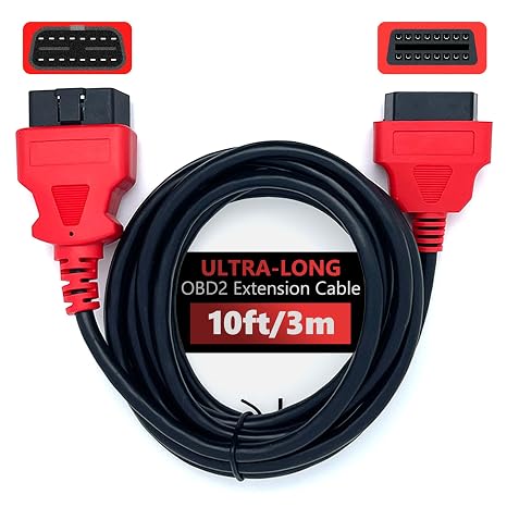 JUTA OBD2 Extension Cable Ultra-Long 10ft/3m 16-Pin OBD-II Male to Female Extension Cord OBDII Diagnostic Extender Adapter - 10ft/3m