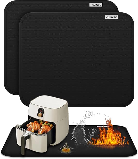 2pack Heat Resistant Mat for Air Fryer, Deep Fryer, Oven, Heat Proof Mat for Kitchen Counter, Fireproof Worktop Protection(38x45cm)