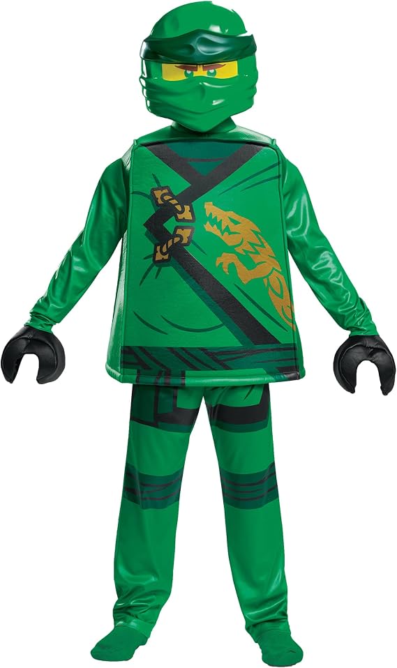 Disguise Lloyd Costume for Kids, Deluxe Lego Ninjago Legacy Themed Children's Character Outfit, Child Size Large (10-12) Green, 100399G