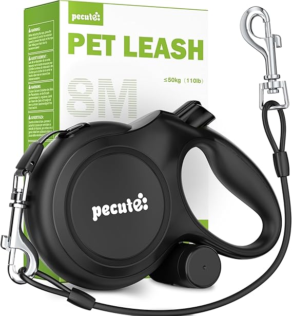 Pecute Retractable Dog Leash 26ft with Chew Proof Extender for 33-110 lbs | Heavy Duty Dog Leash Retractable for Large Biter with Poop Bag Holder, Anti-Slip Grip, Reflective, 360 Tangle-free